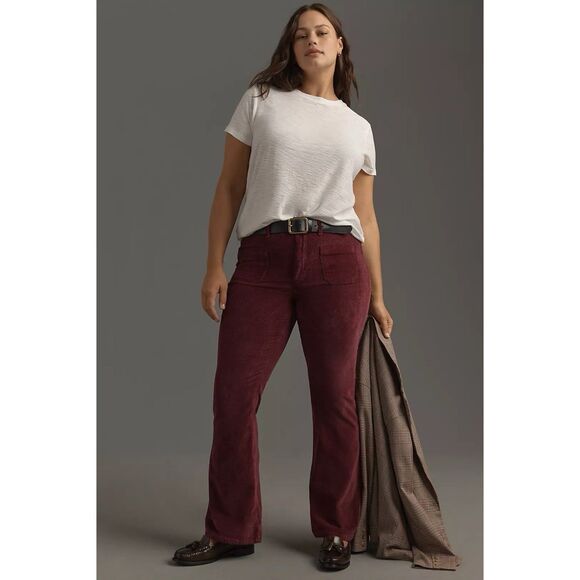 Anthropologie Pilcro Size 26 The Icon Corduroy Flare Jeans Mid Rise Wine Y2K - Picture 16 of 16